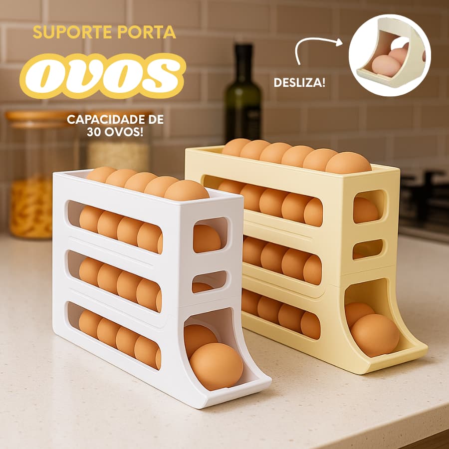 Suporte Porta Ovos Rolante 4 Andares Plástico